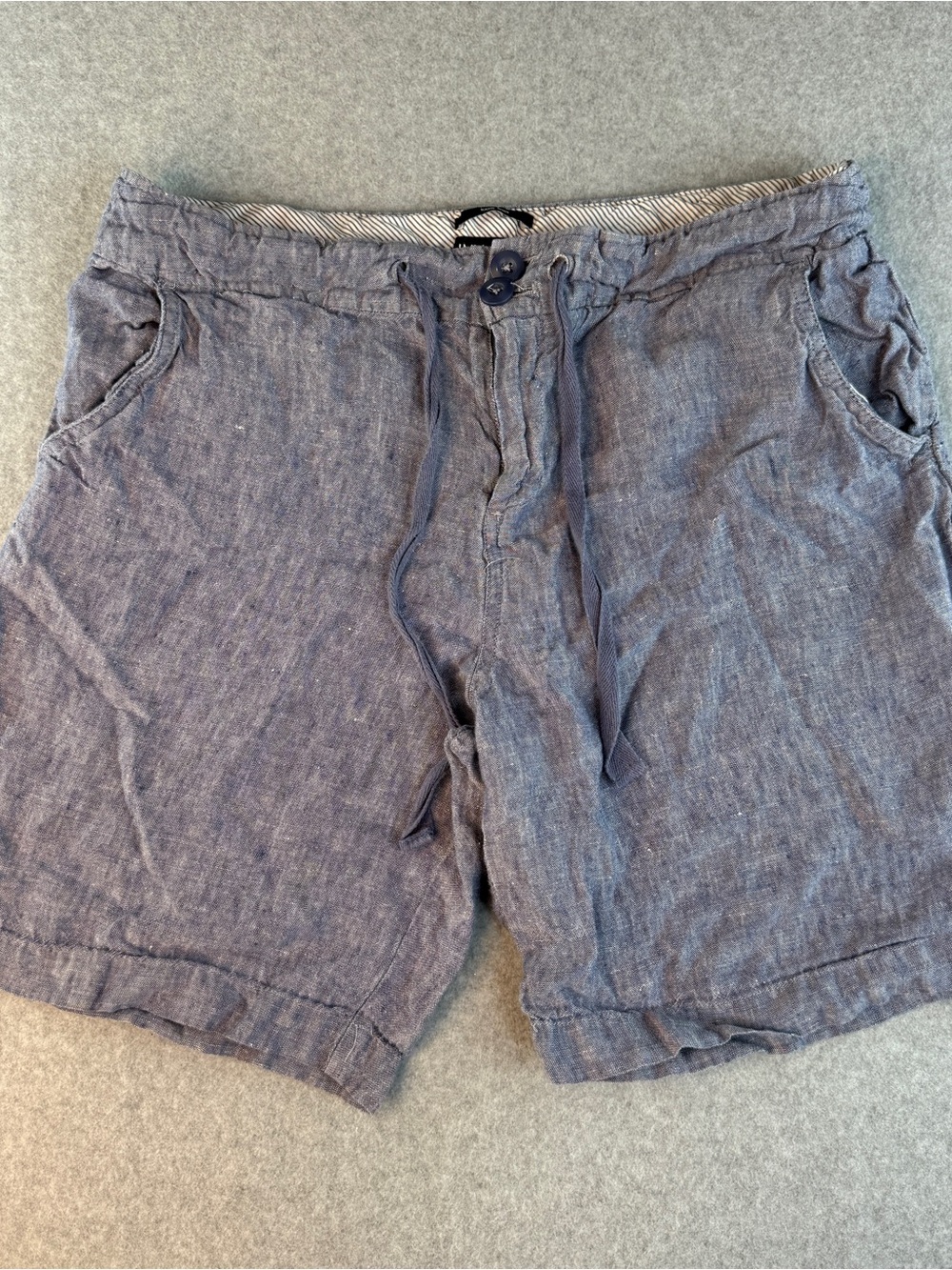 Jones New York Women's Blue 100% Linen Shorts Lightweight Boho Lagenlook Size 12